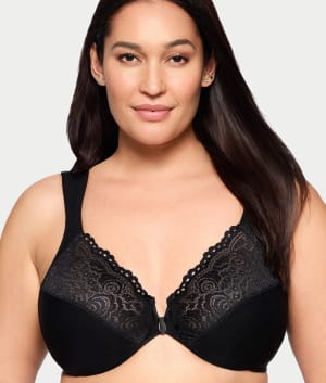 WonderWire Front-Close Posture Back Lace Bra: undefined