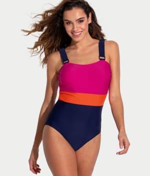 Palm Springs Colorblock Control One-Piece: undefined