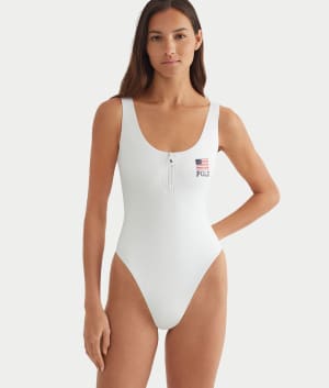 Flag Zipper Scoop Tank One-Piece: undefined