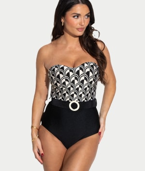 Casablanca Belted Control Strapless One-Piece: undefined