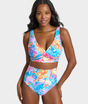 Hannah Fold-Over High-Waist Bikini Bottom: undefined