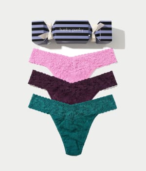 Holiday Cracker Signature Lace Original Rise Thong 3-Pack: undefined