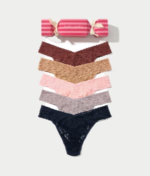 Holiday Cracker Signature Lace Original Rise Thong 5-Pack: undefined
