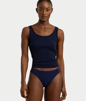Cotton & Lace Hi-Cut Bikini: undefined