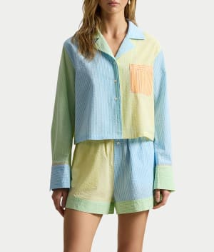 Mixed Seersucker Woven Short Set: undefined