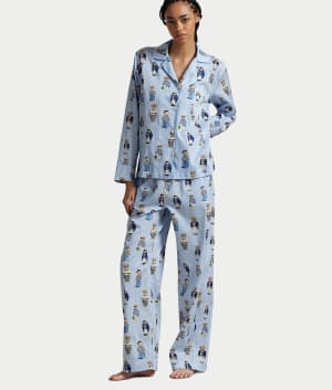 Heritage Polo Bear Woven Pajama Set: undefined