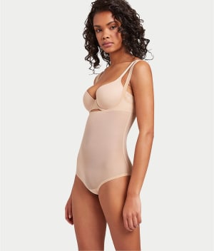 Tulle Open Bust Bodysuit: undefined