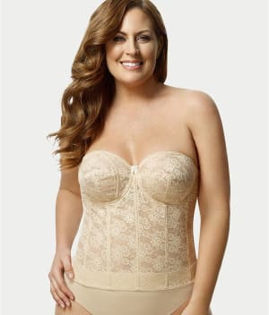 Lace Strapless Longline Bra: undefined