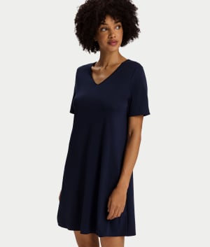 Cotton Silk V-Neck Cotton Nightgown: undefined