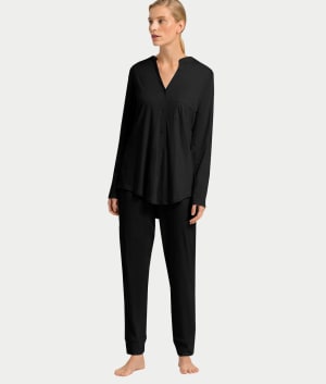 Pure Essence Button Front Soft Cotton Pajama Set: undefined