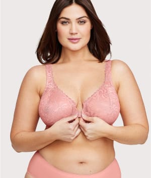 WonderWire Front-Close Stretch Lace Bra: undefined