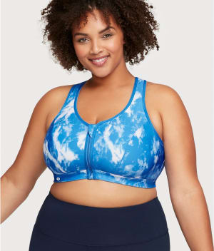 Zip-Up Front-Close Wire-Free Sports Bra: undefined