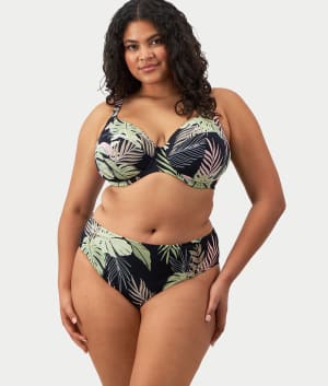 Plus Size Tropical Retreat Plunge Bikini Top: undefined