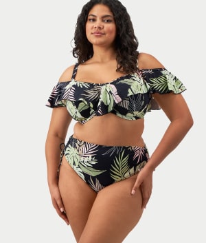 Plus Size Tropical Retreat Ruffle Bikini Top: undefined