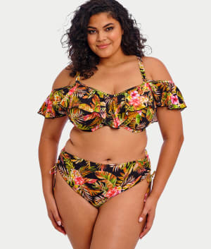 Plus Size Tiger Valley Ruffle Underwire Bikini Top: undefined