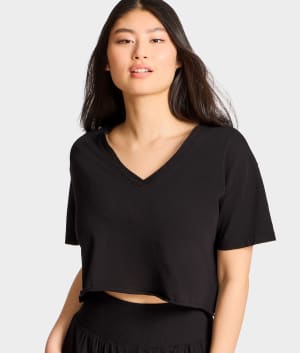 B30 V-Neck Crop Jersey Tee: undefined