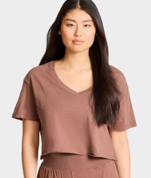 B30 V-Neck Crop Jersey Tee: undefined