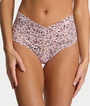 Signature Lace Printed Retro Thong: undefined