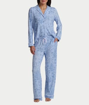 Notch Collar Woven Pajama Set: undefined