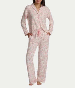 Notch Collar Woven Pajama Set: undefined
