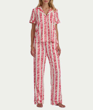 Brushed Jersey Knit Short Sleeve Top Pajama Set: undefined