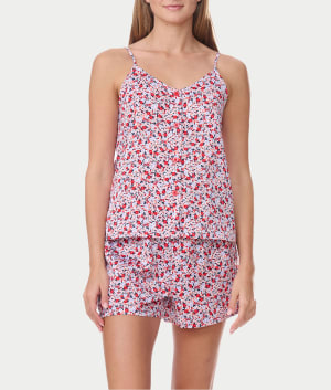 Floral Cami & Boxer Woven Pajama Set: undefined