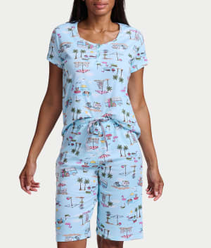 Plus Size Bermuda Knit Pajama Set: undefined