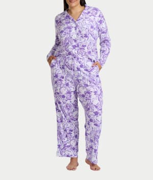 Paisley Fusion Knit Pajama Set with Satin: undefined