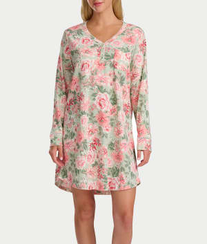 Vintage Dreams Henley Sleep Shirt With Picot Trim: undefined