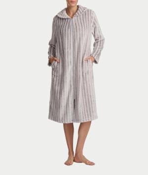 Plush Long Sleeve 47" Shawl Collar Zip Robe: undefined