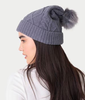 Chenille Cable Knit Crew Beanie: undefined