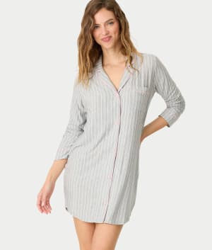 Lazy Days Pinstripe Modal Knit Sleep Shirt: undefined