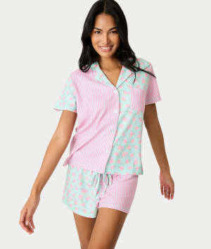 Secret Garden Striped Floral Knit Pajama Set: undefined