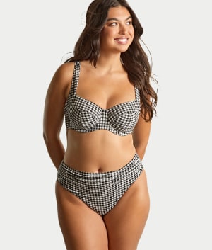 Black Gingham Olivia Underwire Blacony Bikini Top: undefined
