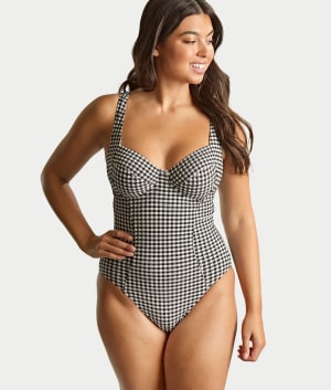 Black Gingham Paloma Underwire Balcony One-Piece: undefined