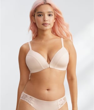 The Wire-Free Front Close Bra with Lace: undefined