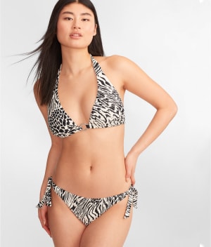 Ring-Front Triangle Halter Bikini Top: undefined