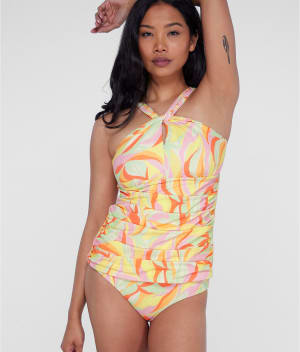 High-Neck Underwire Tankini Top: undefined