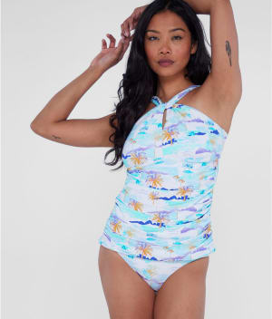 High-Neck Underwire Tankini Top: undefined