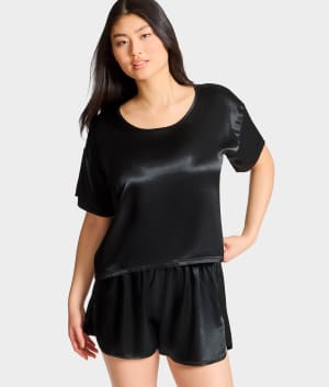 Brie Satin Short Sleeve Tee: undefined