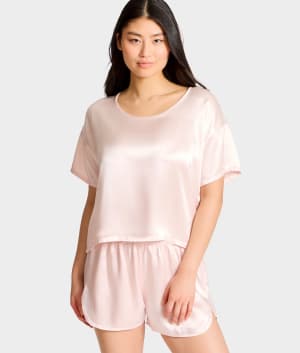Brie Satin Short Sleeve Tee: undefined