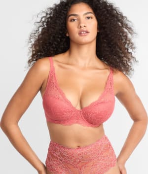 Lightly Lined Lace Plunge Bra: undefined