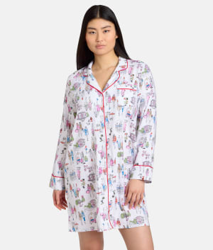 The Cozy Brushed Cotton Printed Sleep Shirt: undefined