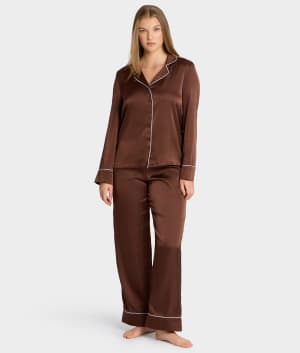 The Washed Satin Pajama Set: undefined
