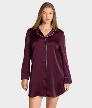 The Washed Satin Sleep Shirt: undefined