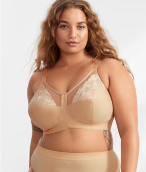 Embroidered Microfiber Wire-Free Bra: undefined