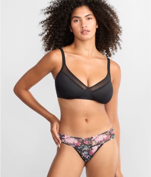 Signature Lace Low Rise Printed Thong: undefined