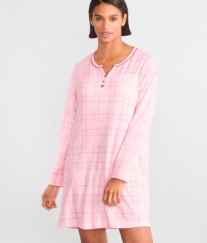 English Beauty Henley Knit Sleep Shirt: undefined