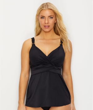 Solid Underwire Plunge Tankini Top D-DDD Cups: undefined
