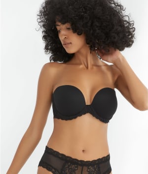 Feathers Strapless Plunge Bra: undefined